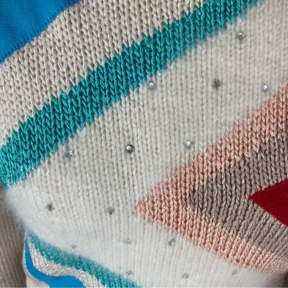 Vintage 80s Nannell Geometric Novelty Hand Knit Sweater Sz S - Picture 2 of 13
